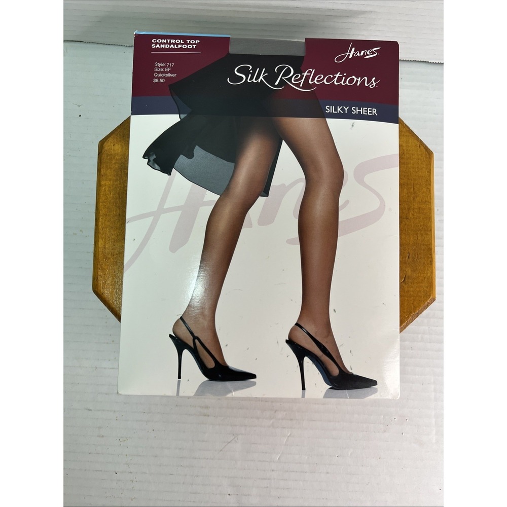 Hanes Silk Reflections Quicksilver Control Top Pantyhose Sandalfoot Sz EF #717 - Picture 1 of 8